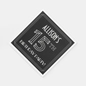 15th Birthday Party:アールデコスタイル+名前をカスタムする スタンダードランチョンナプキン (角)