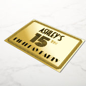 15th Birthday Party —アールデコスタイル「15」 & Name 箔招待状 (回転した状態)