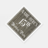 15th Birthday Party — ファンシー Script, フェイク Wood Look スタンダードランチョンナプキン (角)