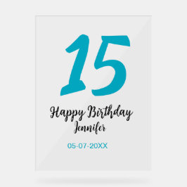15th birthday quiencenera追加date year blue templ アクリルサイン
