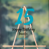 15th birthday quiencenera追加date year blue templ アクリルサイン (ニュートラル)