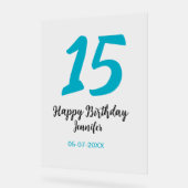 15th birthday quiencenera追加date year blue templ アクリルサイン (傾斜)