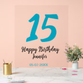 15th birthday quiencenera追加date year blue templ アクリルサイン (ウェディング)