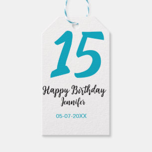 15th birthday quiencenera追加date year blue templ ギフトタグ