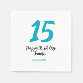 15th birthday quiencenera追加date year blue templ スタンダードカクテルナプキン