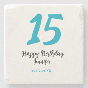 15th birthday quiencenera追加date year blue templ ストーンコースター
