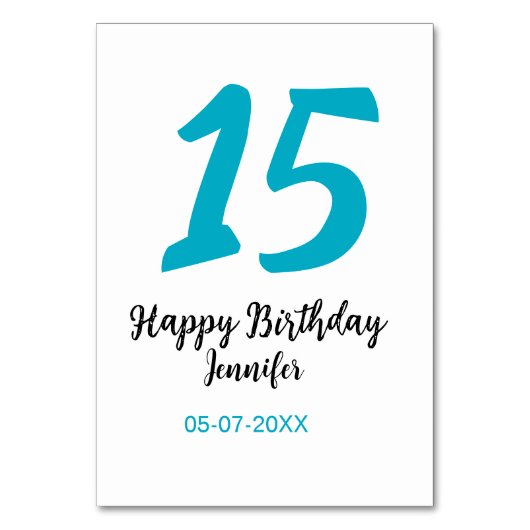 15th birthday quiencenera追加date year blue templ テーブルナンバー (正面)