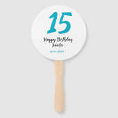 15th birthday quiencenera追加date year blue templ ハンドファン (裏面)