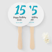 15th birthday quiencenera追加date year blue templ ハンドファン (正面&裏面)