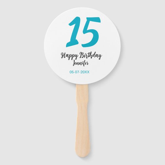 15th birthday quiencenera追加date year blue templ ハンドファン (正面)
