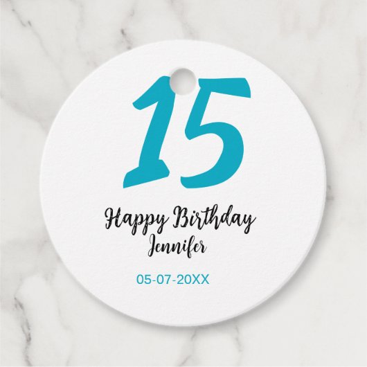 15th birthday quiencenera追加date year blue templ フェイバータグ (正面)
