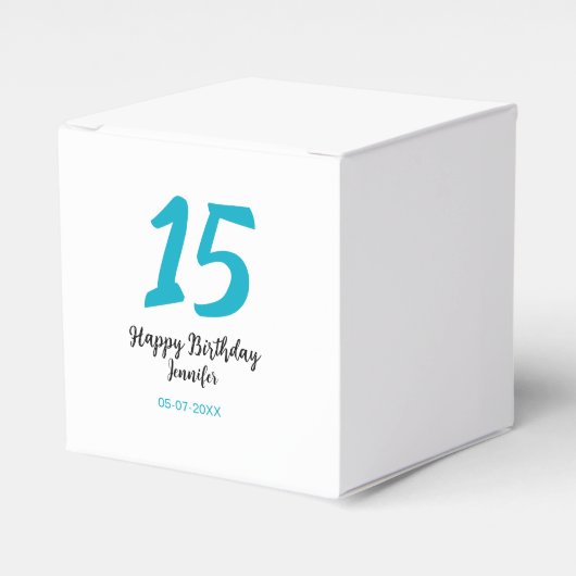 15th birthday quiencenera追加date year blue templ フェイバーボックス (正面サイド)