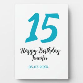 15th birthday quiencenera追加date year blue templ フォトプラーク