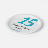 15th birthday quiencenera追加date year blue templ ペーパープレート (アングル)