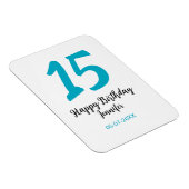 15th birthday quiencenera追加date year blue templ マグネット (右側)