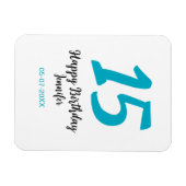 15th birthday quiencenera追加date year blue templ マグネット (横)