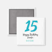 15th birthday quiencenera追加date year blue templ マグネット (正面/裏面)