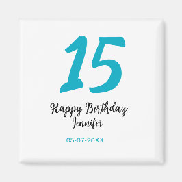 15th birthday quiencenera追加date year blue templ マグネット