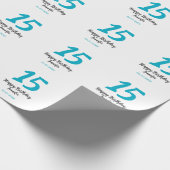 15th birthday quiencenera追加date year blue templ ラッピングペーパー (角)