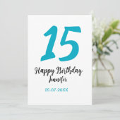15th birthday quiencenera追加date year blue templ 招待状 (スタンド正面)
