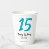 15th birthday quiencenera追加date year blue templ 紙コップ (裏面)