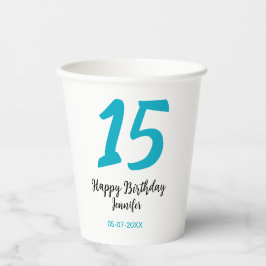 15th birthday quiencenera追加date year blue templ 紙コップ