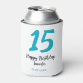 15th birthday quiencenera追加date year blue templ 缶クーラー (缶正面)