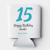 15th birthday quiencenera追加date year blue templ 缶クーラー (裏面)