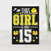 15th Birthday Softll Girl 15 Year Old Softll Playe カード (正面)