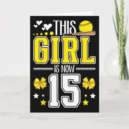 15th Birthday Softll Girl 15 Year Old Softll Playe カード (正面)