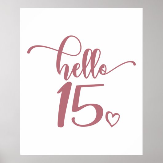 15th Birthday Women Hello 15 Cute 15 Years Old ポスター (正面)