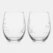 15th Crystalの結婚アニバーサリーラインアートカップル ステムなしワイングラス (左)