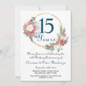 15th Crystalの結婚バラ金ゴールドフレーム 招待状 (正面)