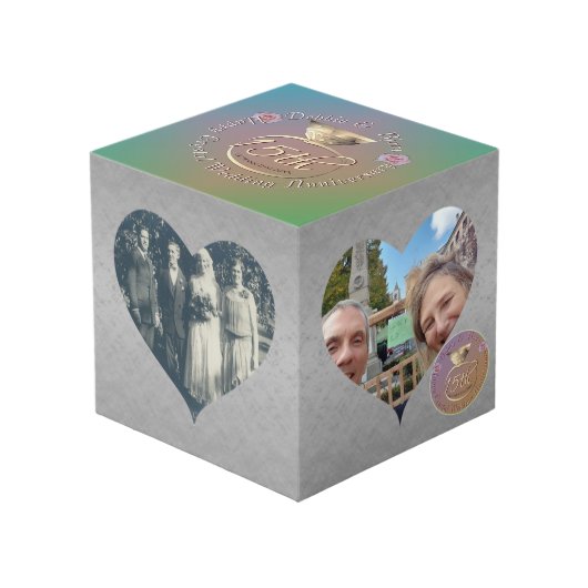 15th Crystalの結婚記念日ハート・フレーム フォトキューブ (正面アングル)