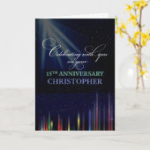 15th Employee Anniversary Sky、カスタマイズ可能なブラック カード (黄色い花)