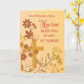 15th Jubilee Anniversary Nun Cross, Swirls, Flower カード (黄色い花)