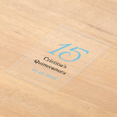 15th quinceanera birthday blue black bold letter n アクリル招待状 (レイダウン)