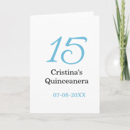 15th quinceanera birthday blue black bold letter n カード