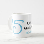 15th quinceanera birthday blue black bold letter n コーヒーマグカップ (正面左)
