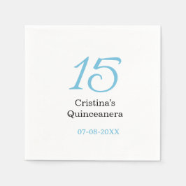 15th quinceanera birthday blue black bold letter n スタンダードカクテルナプキン
