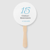 15th quinceanera birthday blue black bold letter n ハンドファン (裏面)