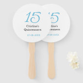 15th quinceanera birthday blue black bold letter n ハンドファン (正面&裏面)