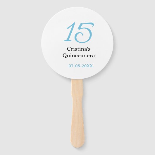 15th quinceanera birthday blue black bold letter n ハンドファン (正面)