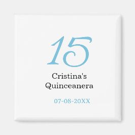 15th quinceanera birthday blue black bold letter n マグネット