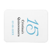 15th quinceanera birthday blue black bold letter n マグネット (横)