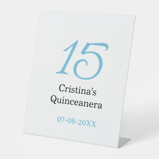 15th quinceanera birthday blue black bold letter n 台座サイン (正面)