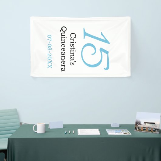 15th quinceanera birthday blue black bold letter n 横断幕 (トレードショー)