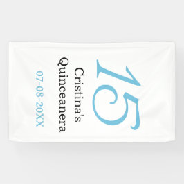 15th quinceanera birthday blue black bold letter n 横断幕