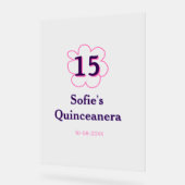 15th quinceanera happy birthday pink purple date アクリルサイン (傾斜)