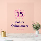 15th quinceanera happy birthday pink purple date アクリルサイン (ウェディング)